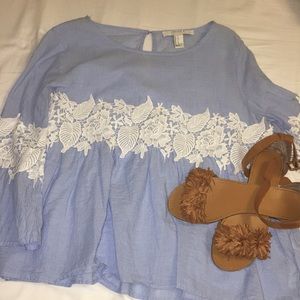 Blue lace top